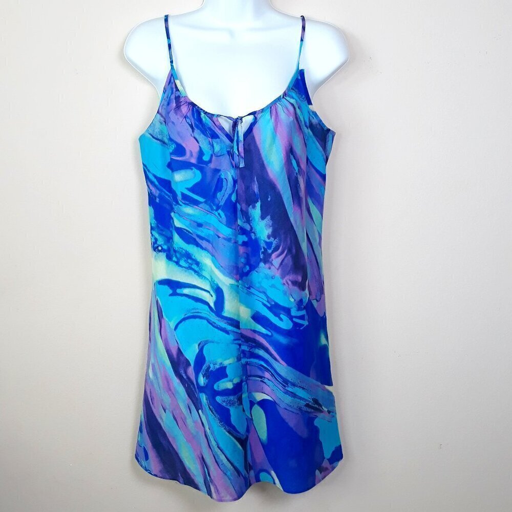 Natori Cotton Watercolor Mini Slip Dress Chemise S